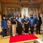 永田まりな県議が事務所に激励にお越しくださり、一緒に街宣車で地域を回らせていただきました。